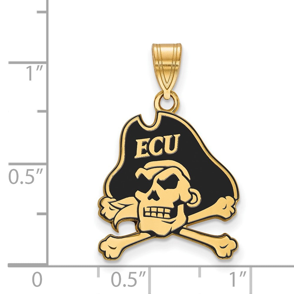 Gold Plated Sterling Silver Logoart East Carolina University Pirate Large Enameled Pendant