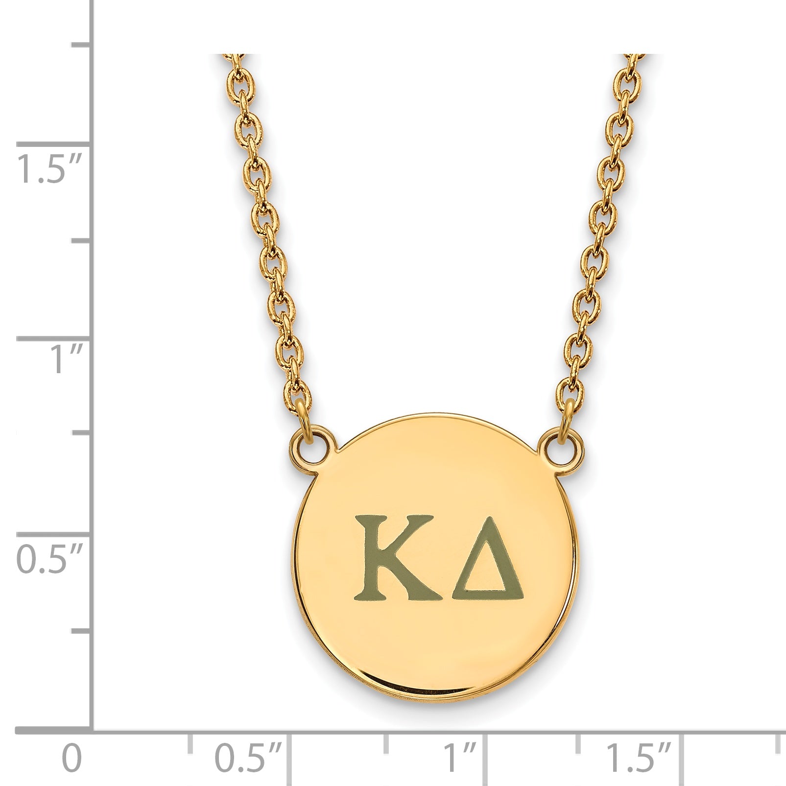 Gold Plated Sterling Silver Logoart Kappa Delta Sorority Greek Letters Large Color Enamel Pendant 18 Inch Necklace