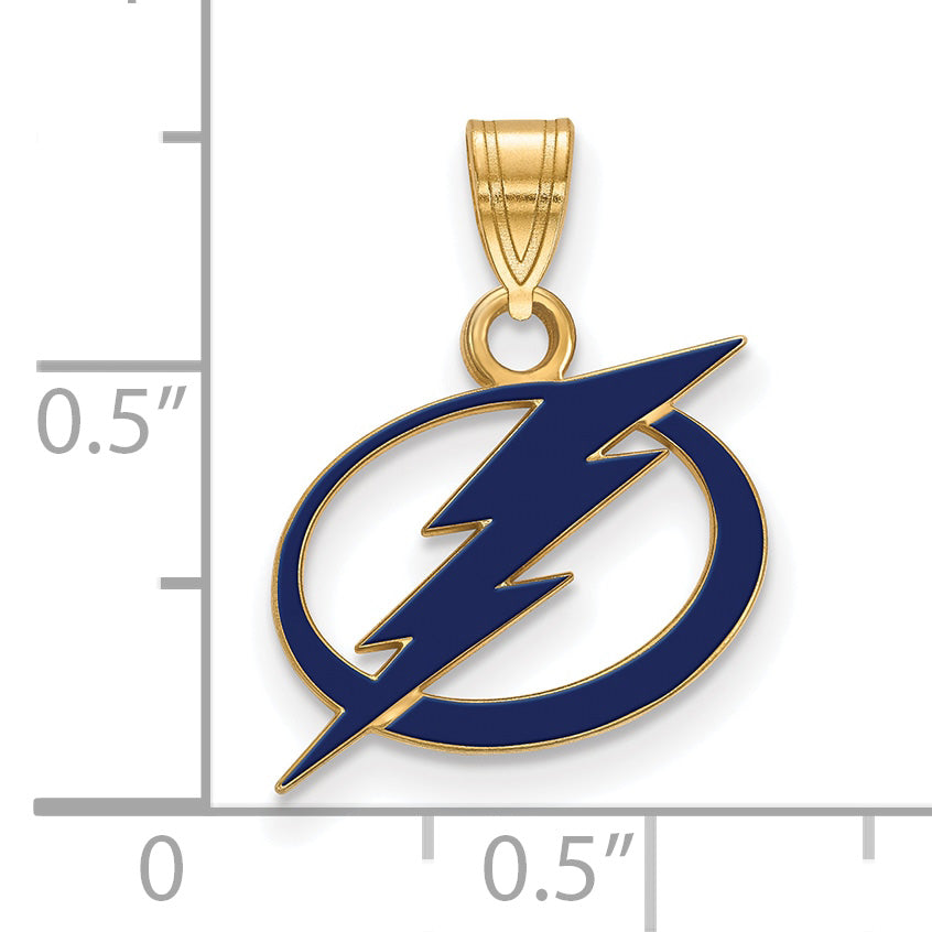 Gold Plated Sterling Silver Nhl Logoart Tampa Bay Lightning Small Enameled Pendant