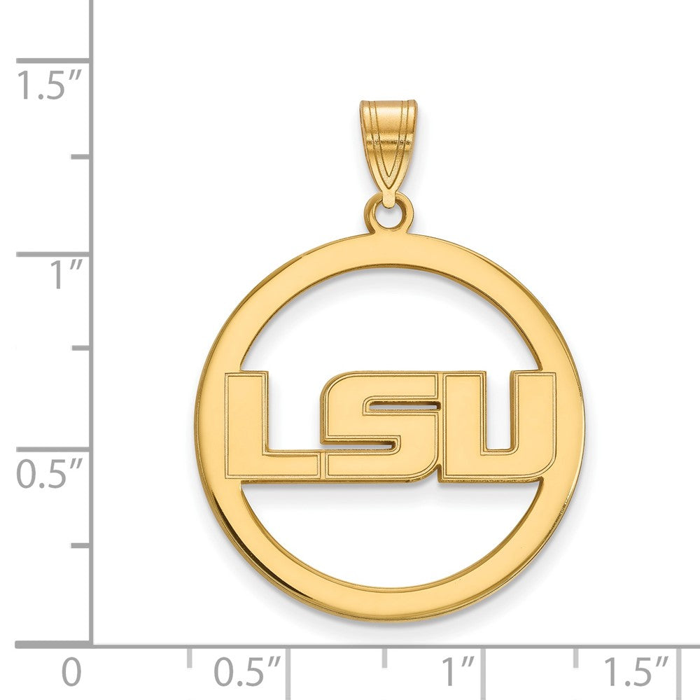 Gold Plated Sterling Silver Logoart Louisiana State University L S U Extra Large Circle Pendant