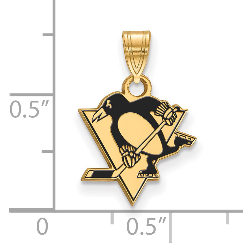 Gold Plated Sterling Silver Nhl Logoart Pittsburgh Penguins Small Enameled Pendant