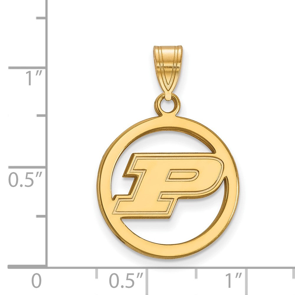 Gold Plated Sterling Silver Logoart Purdue University Letter P Medium Circle Pendant