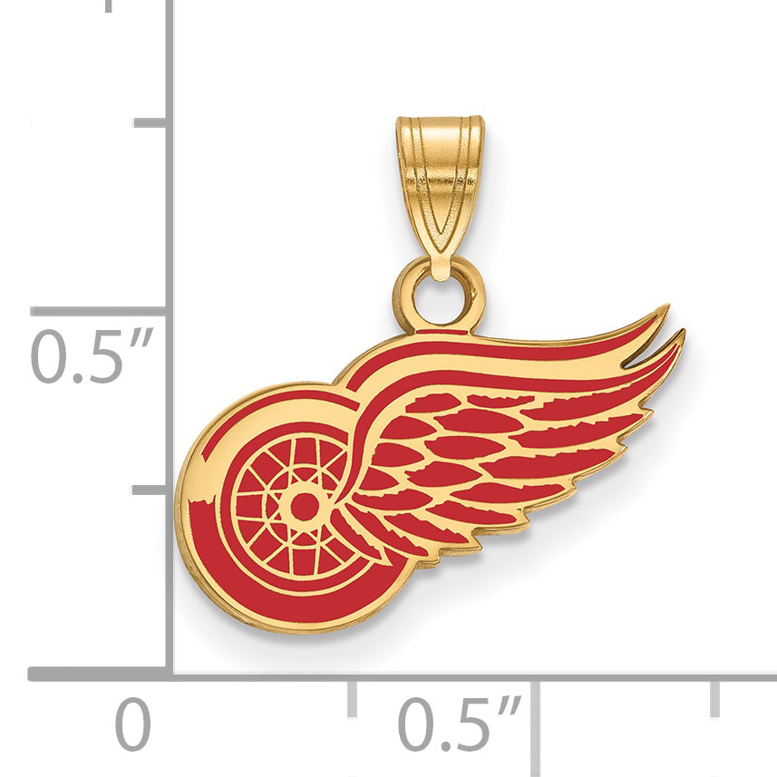 Gold Plated Sterling Silver Nhl Logoart Detroit Red Wings Small Enameled Pendant