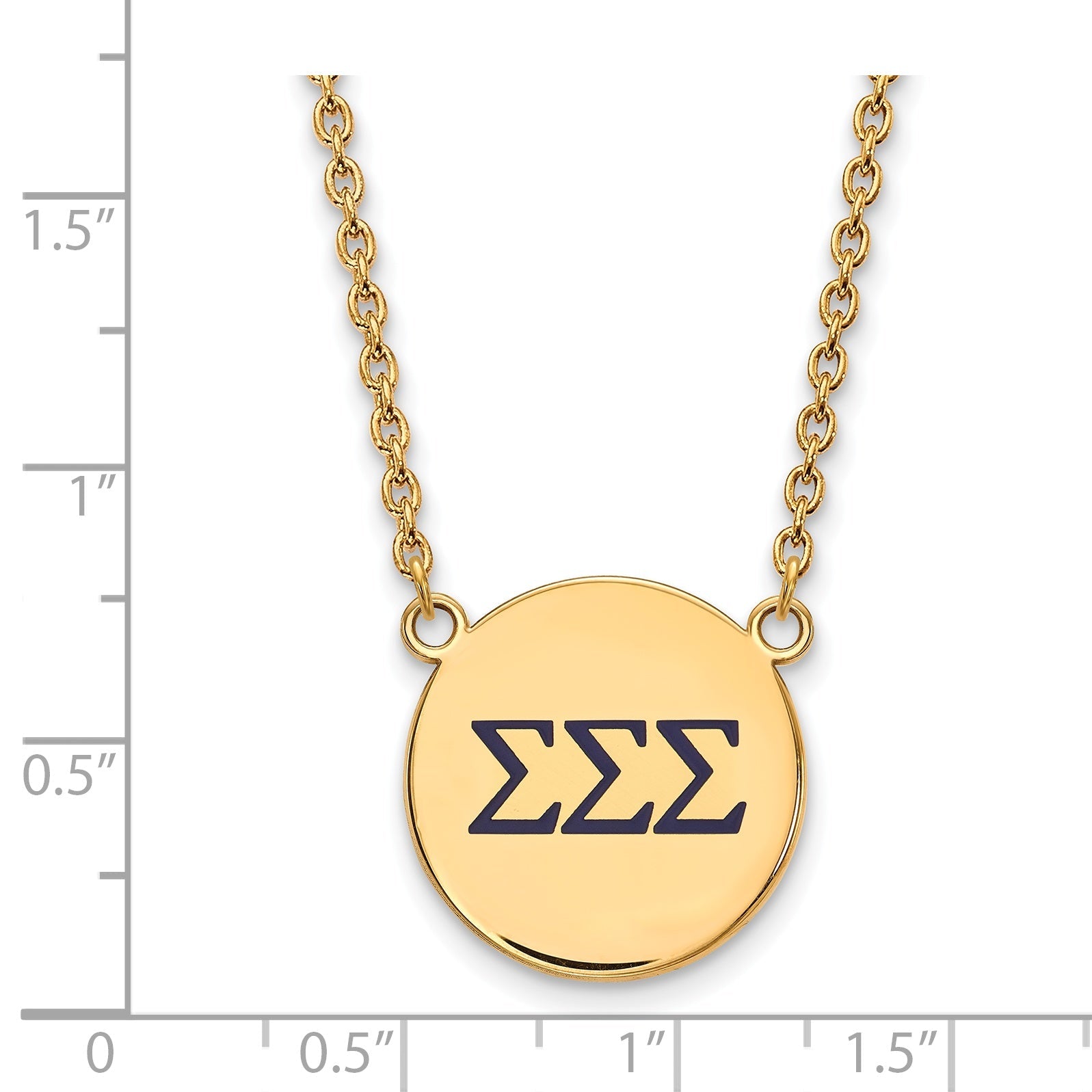 Gold Plated Sterling Silver Logoart Sigma Sorority Greek Letters Large Color Enamel Pendant 18 Inch Necklace