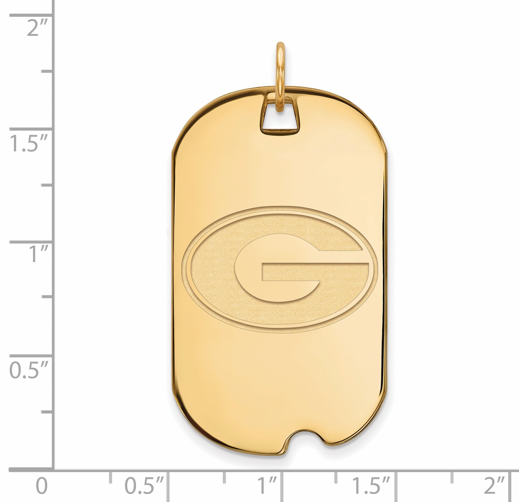 14K Yellow Gold Logoart University Of Georgia Letter G Large Dog Tag Pendant