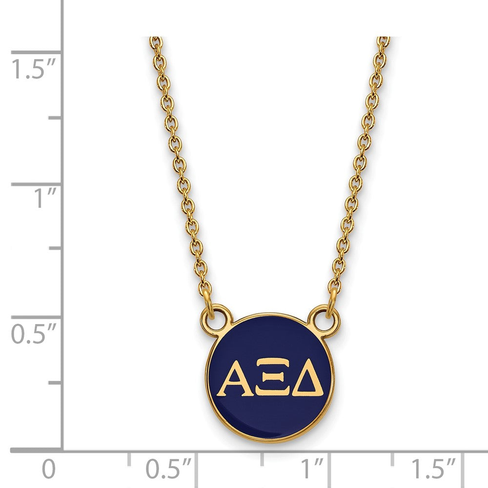 Gold Plated Sterling Silver Logoart Alpha Xi Delta Sorority Greek Letters Small Color Enamel Pendant 18 Inch Necklace