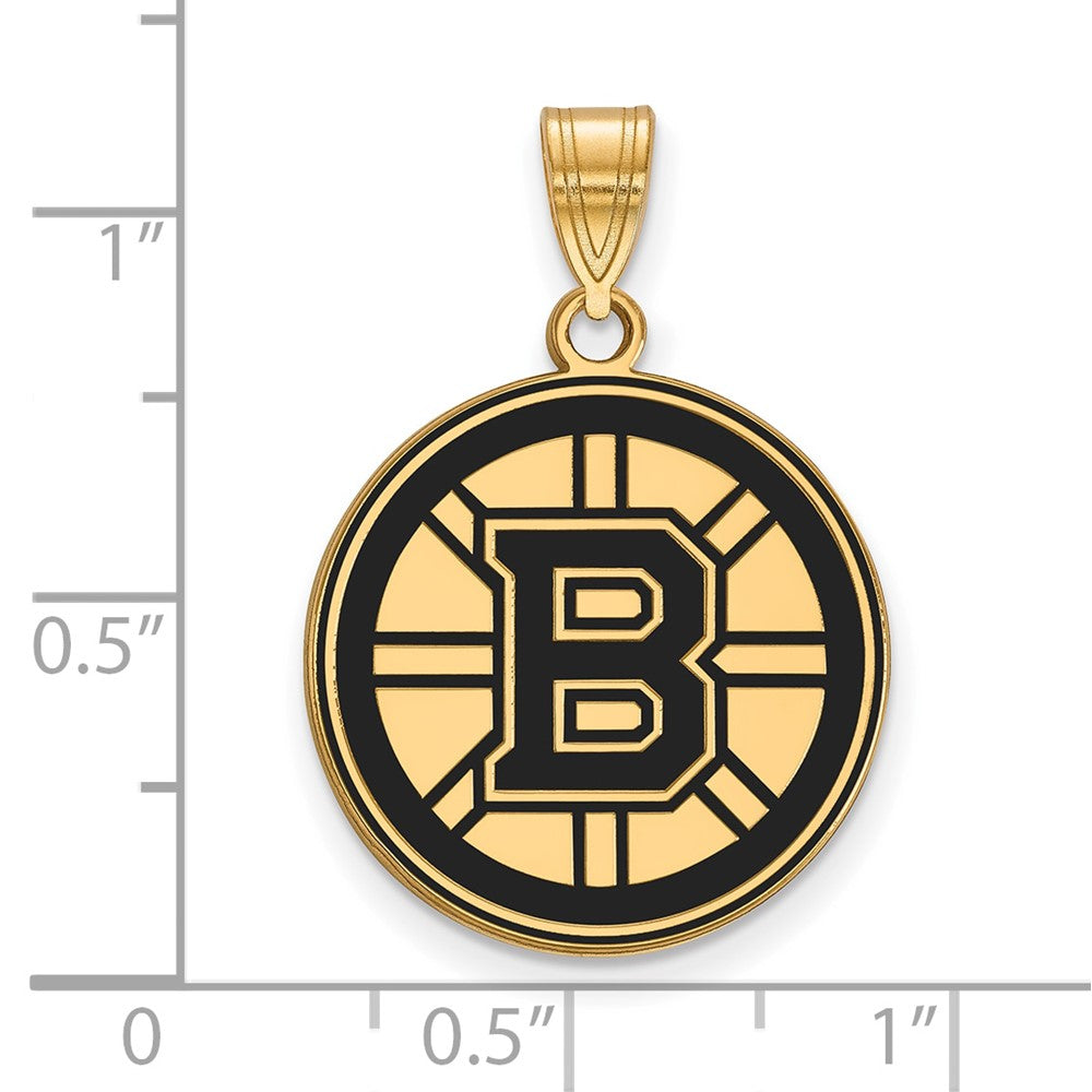 Gold Plated Sterling Silver Nhl Logoart Boston Bruins Large Enameled Pendant