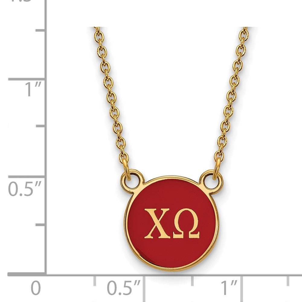 Gold Plated Sterling Silver Logoart Chi Omega Sorority Greek Letters Small Color Enamel Pendant 18 Inch Necklace