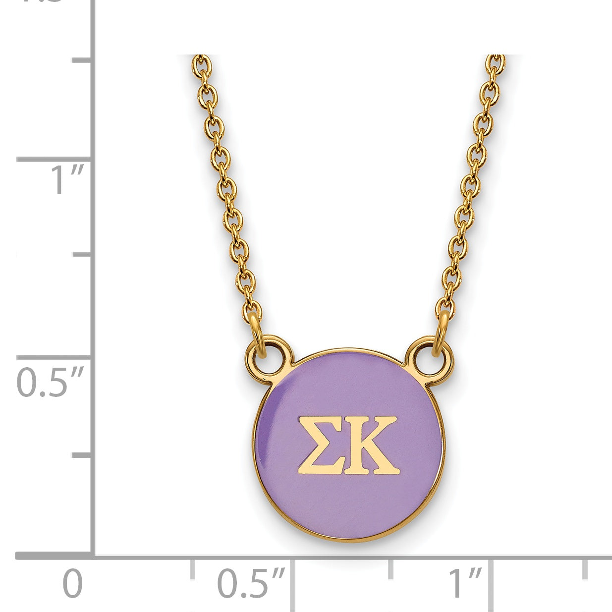 Gold Plated Sterling Silver Logoart Sigma Kappa Sorority Greek Letters Small Color Enamel Pendant 18 Inch Necklace