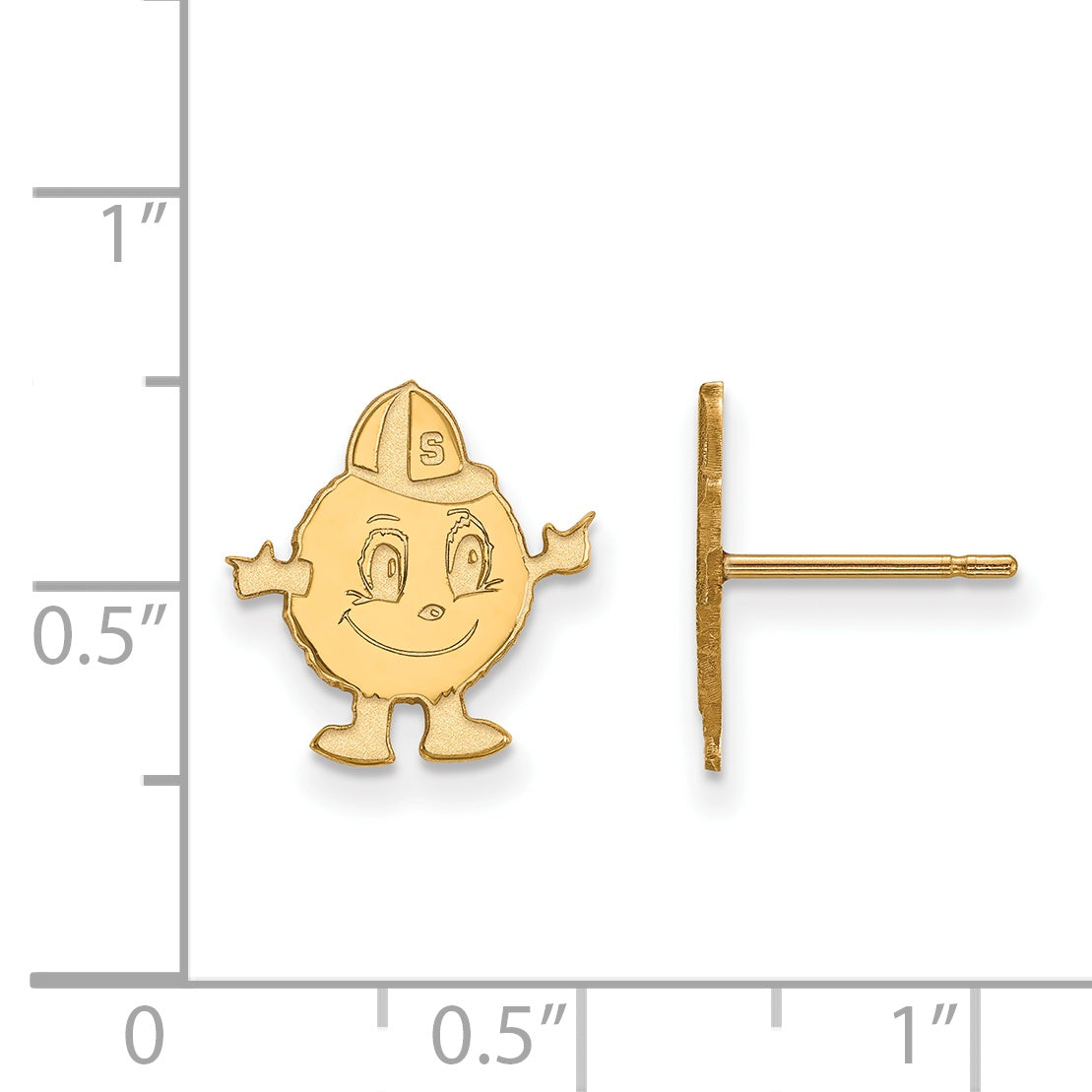 Gold Plated Sterling Silver Logoart Syracuse University Mascot Small Post Earrings