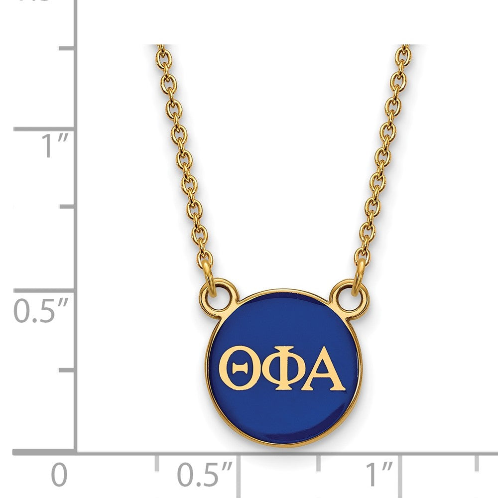 Gold Plated Sterling Silver Logoart Theta Phi Alpha Sorority Greek Letters Small Color Enamel Pendant 18 Inch Necklace