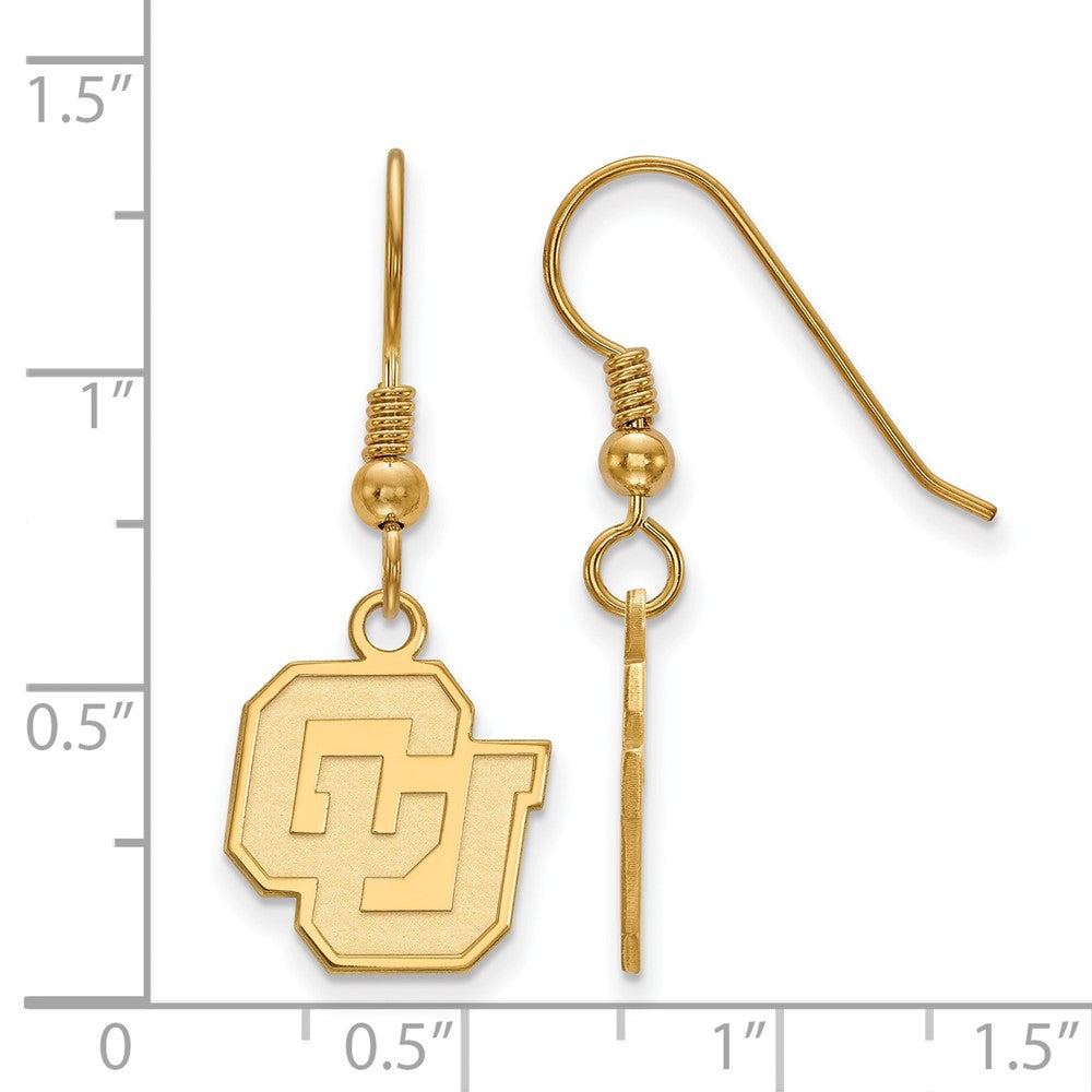 Gold Plated Sterling Silver Logoart University Of Colorado C U Small Dangle Wire Earrings