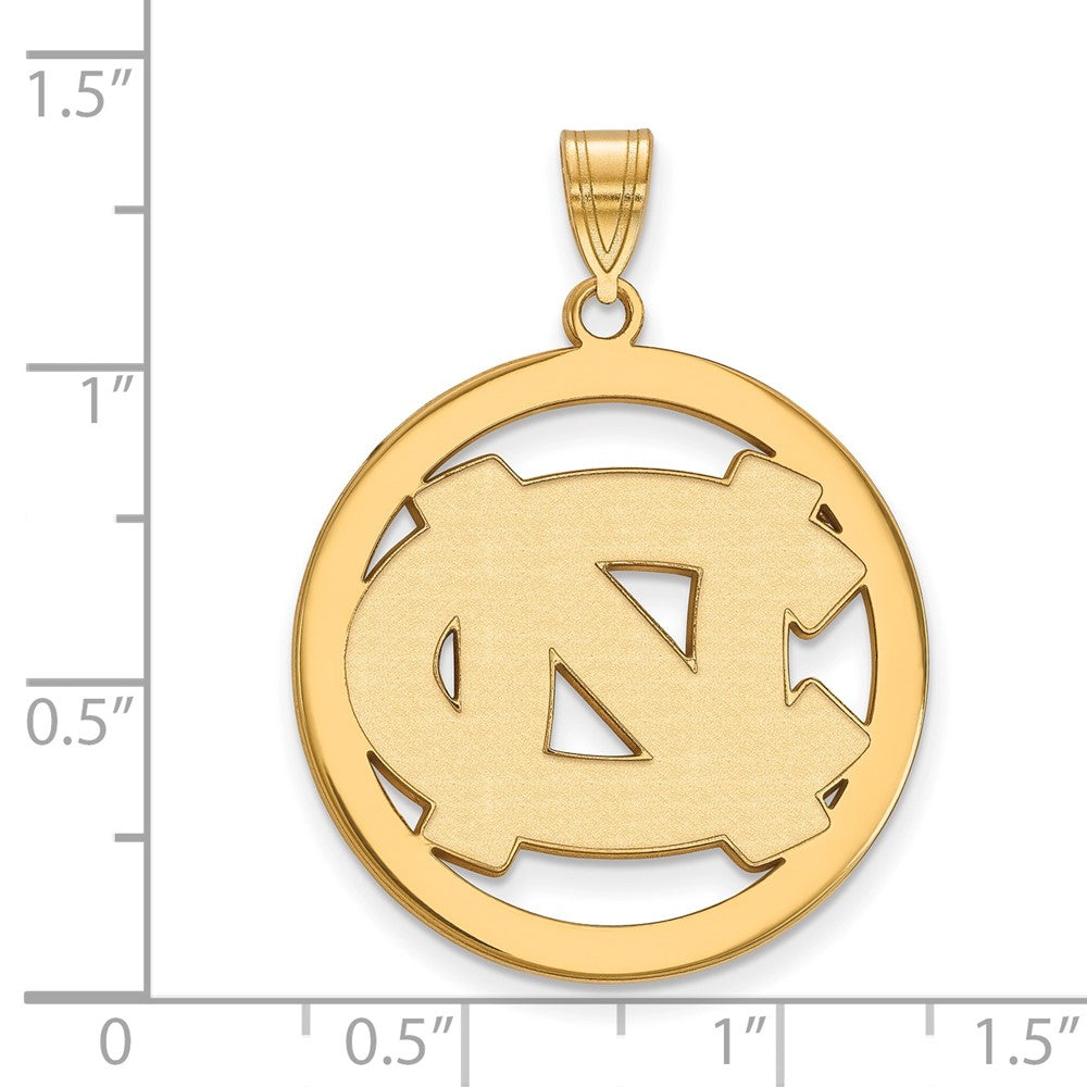 Gold Plated Sterling Silver Logoart University Of North Carolina N C Extra Large Circle Pendant