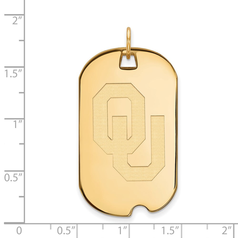 10K Yellow Gold Logoart University Of Oklahoma O U Large Dog Tag Pendant