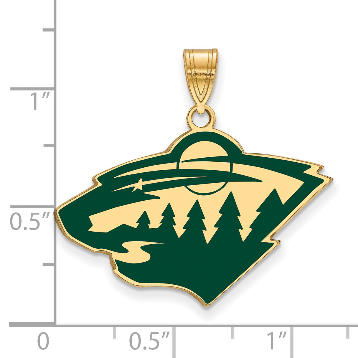 Gold Plated Sterling Silver Nhl Logoart Minnesota Wild Large Enameled Pendant