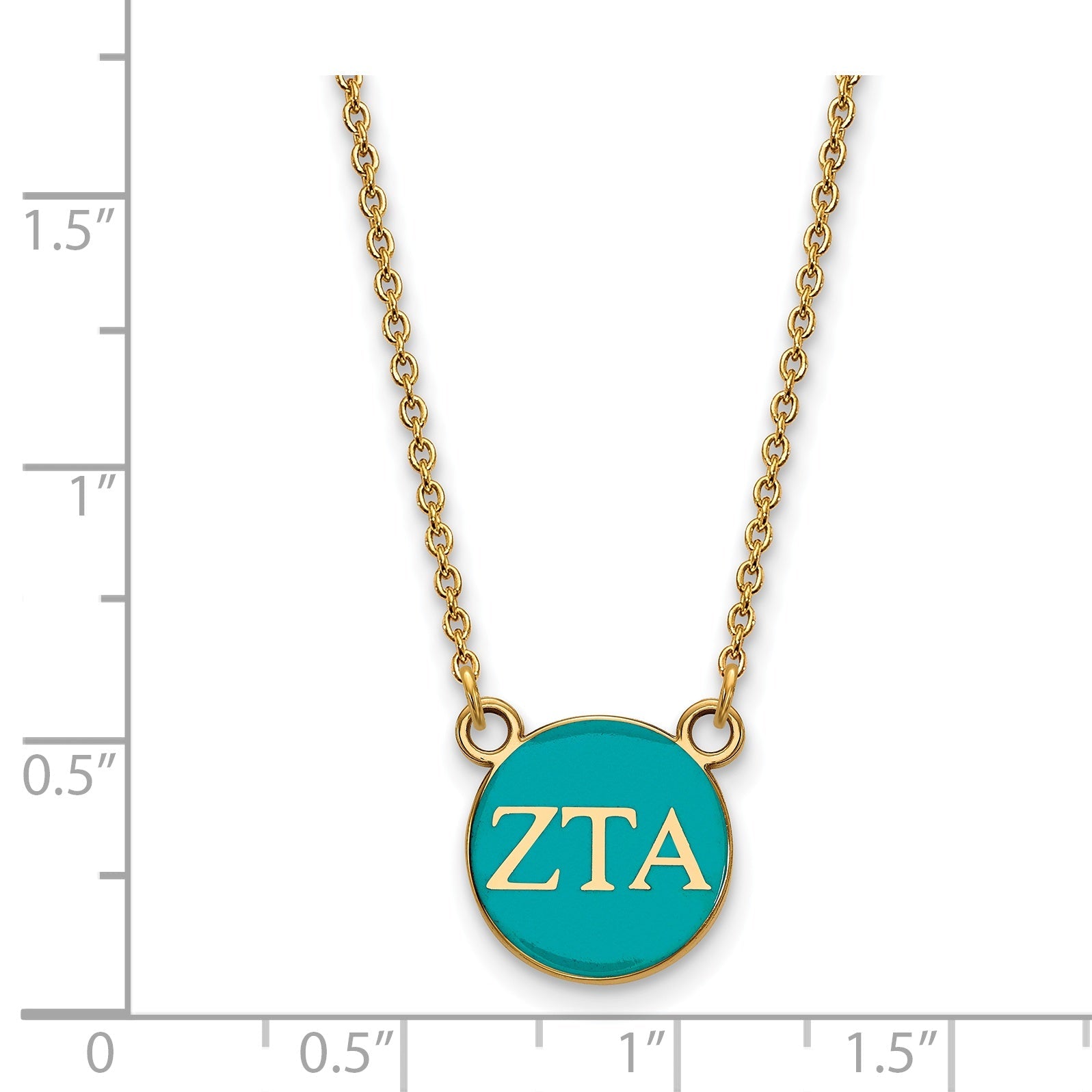 Gold Plated Sterling Silver Logoart Zeta Tau Alpha Sorority Greek Letters Small Color Enamel Pendant 18 Inch Necklace