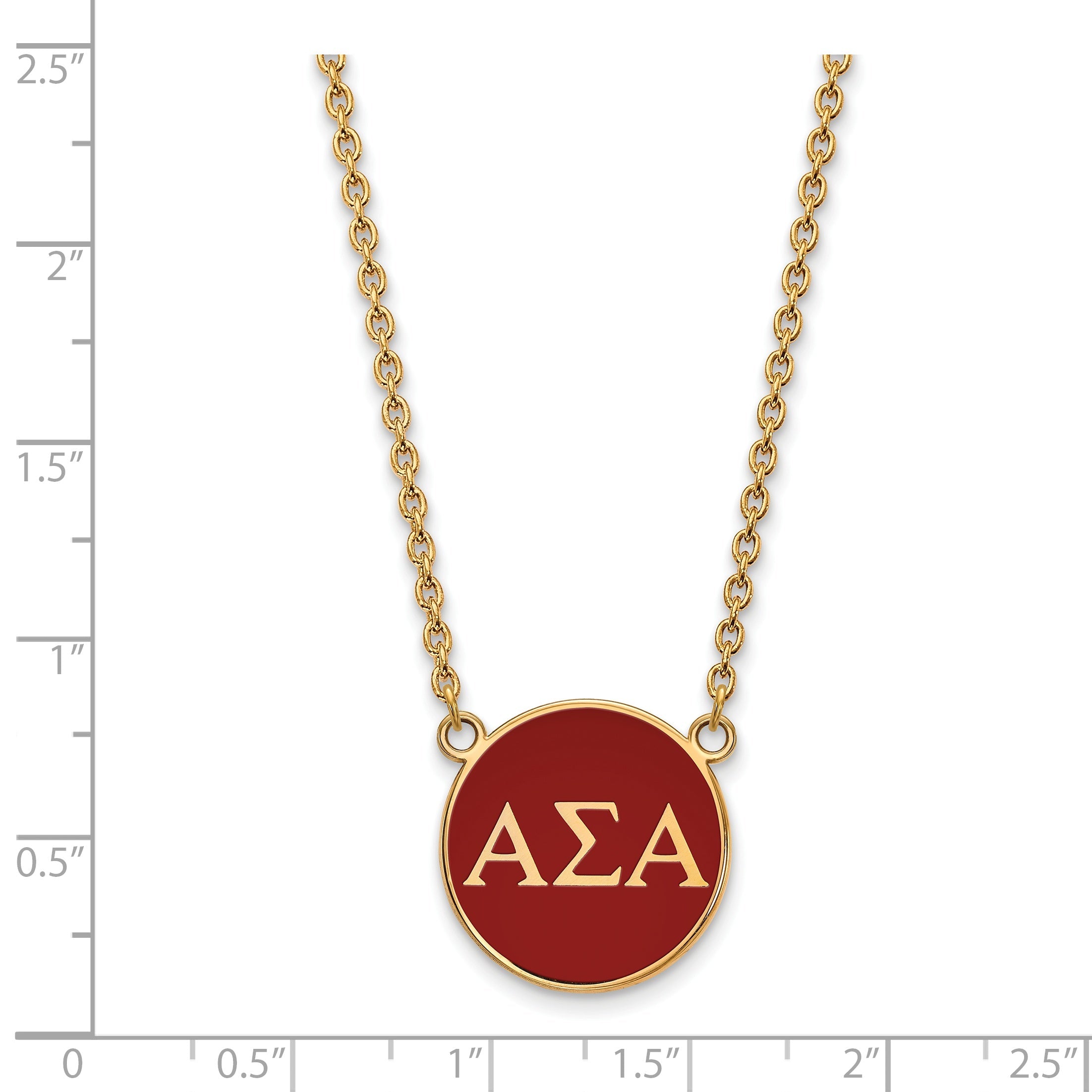 Gold Plated Sterling Silver Logoart Alpha Sigma Sorority Greek Letters Large Color Enamel Pendant 18 Inch Necklace