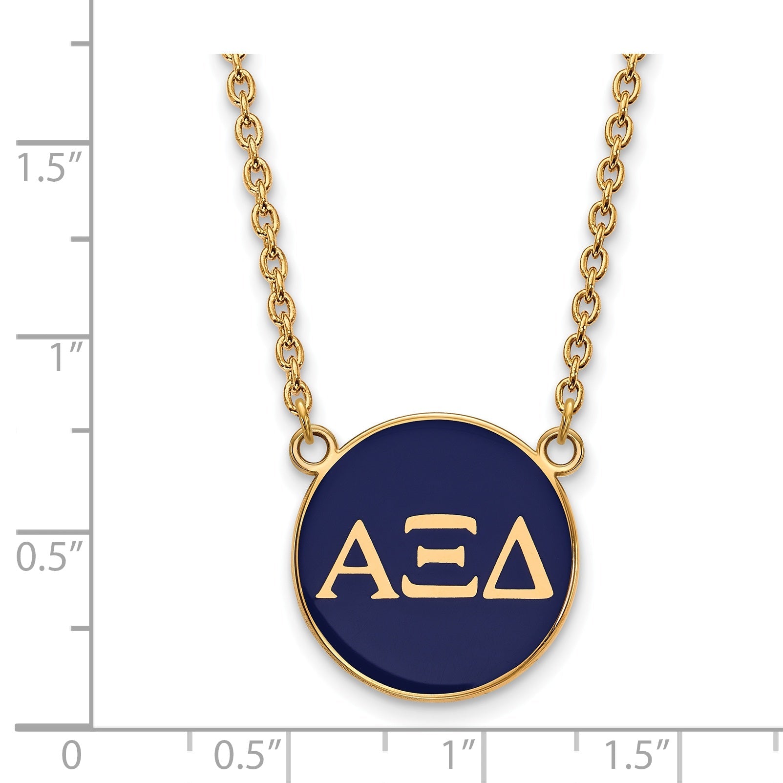 Gold Plated Sterling Silver Logoart Alpha Xi Delta Sorority Greek Letters Large Color Enamel Pendant 18 Inch Necklace
