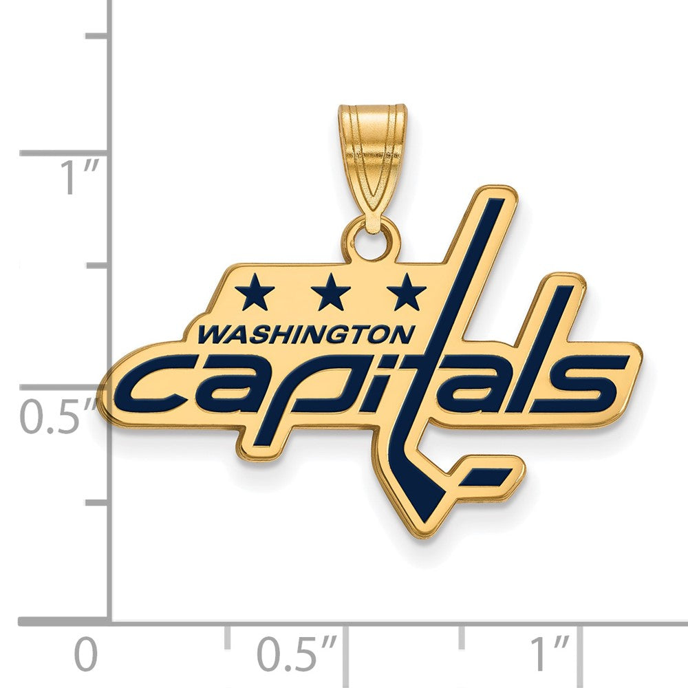 Gold Plated Sterling Silver Nhl Logoart Washington Capitals Large Enameled Pendant