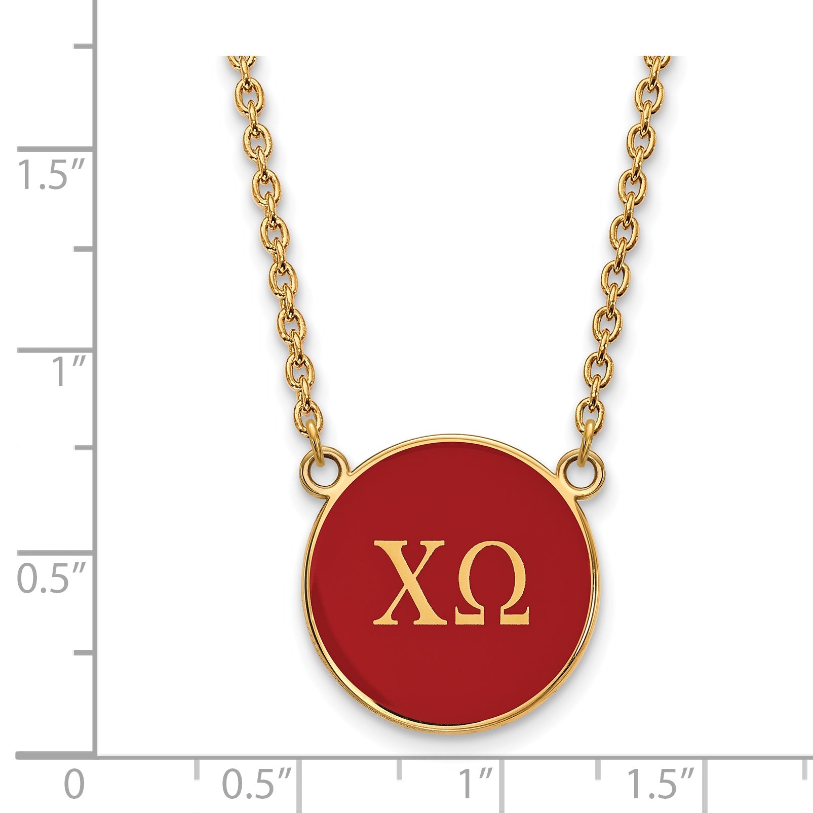 Gold Plated Sterling Silver Logoart Chi Omega Sorority Greek Letters Large Color Enamel Pendant 18 Inch Necklace