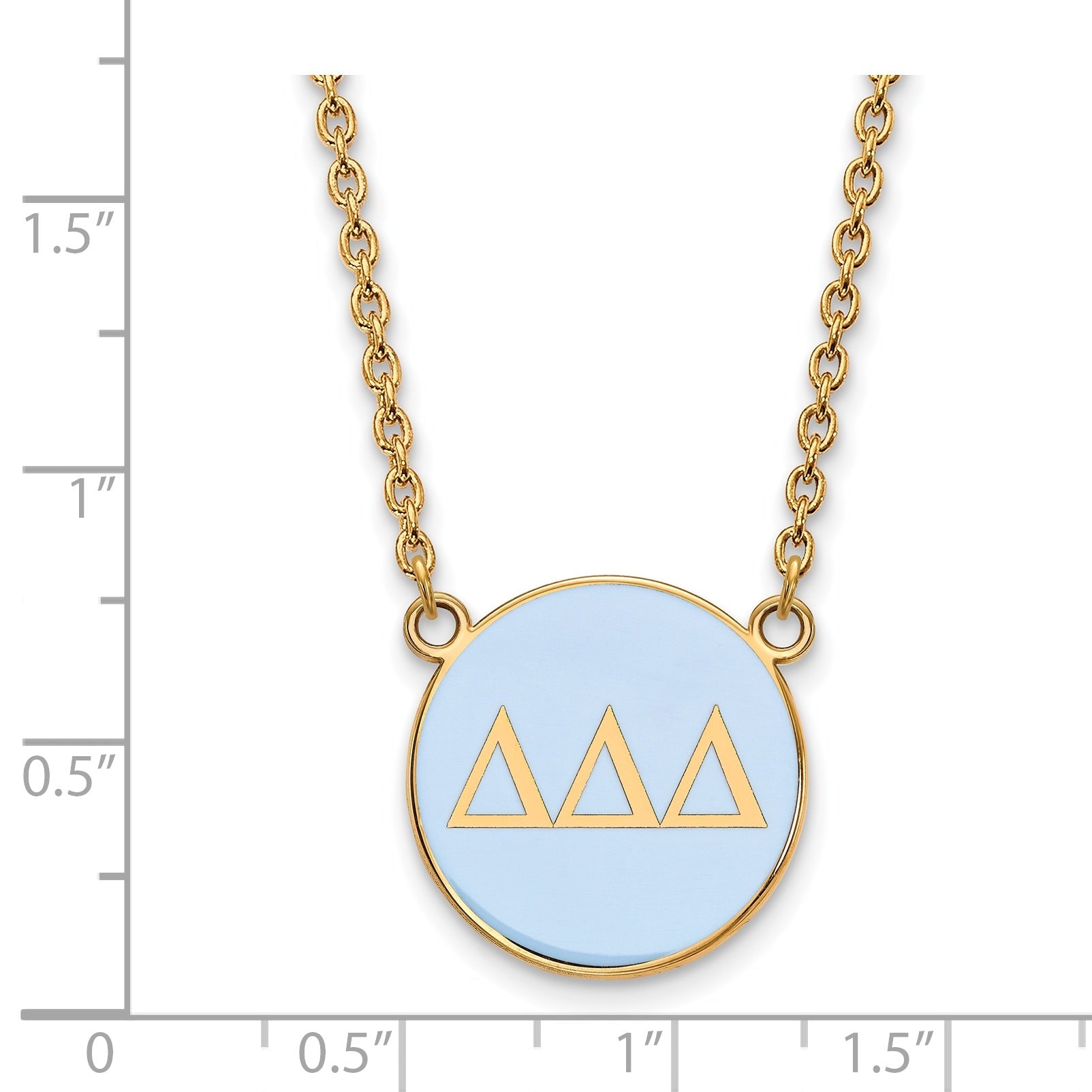 Gold Plated Sterling Silver Logoart Delta Sorority Greek Letters Large Color Enamel Pendant 18 Inch Necklace