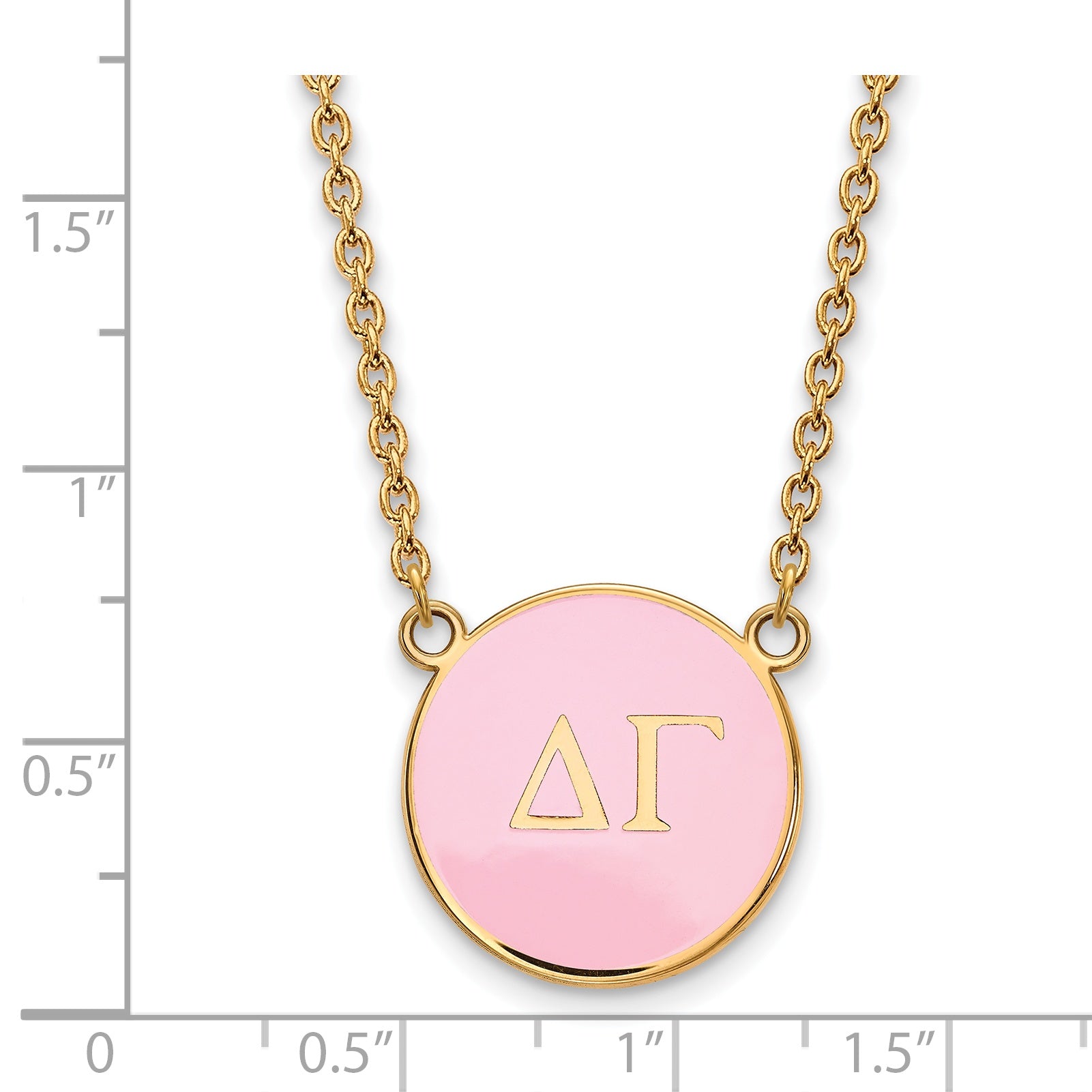 Gold Plated Sterling Silver Logoart Delta Gamma Sorority Greek Letters Large Color Enamel Pendant 18 Inch Necklace