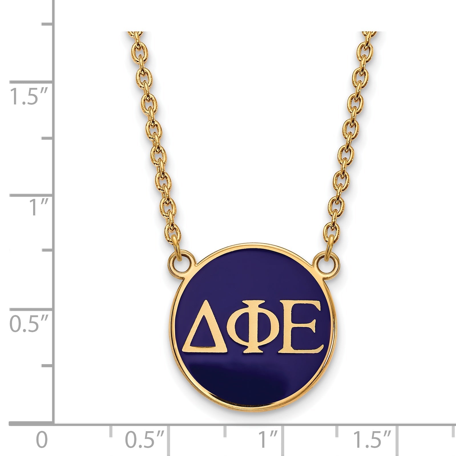 Gold Plated Sterling Silver Logoart Delta Phi Epsilon Sorority Greek Letters Large Color Enamel Pendant 18 Inch Necklace