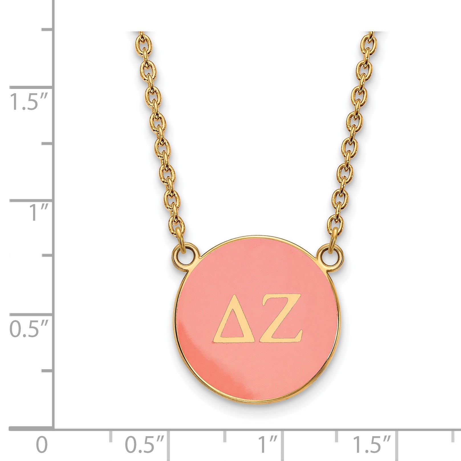 Gold Plated Sterling Silver Logoart Delta Zeta Sorority Greek Letters Large Color Enamel Pendant 18 Inch Necklace