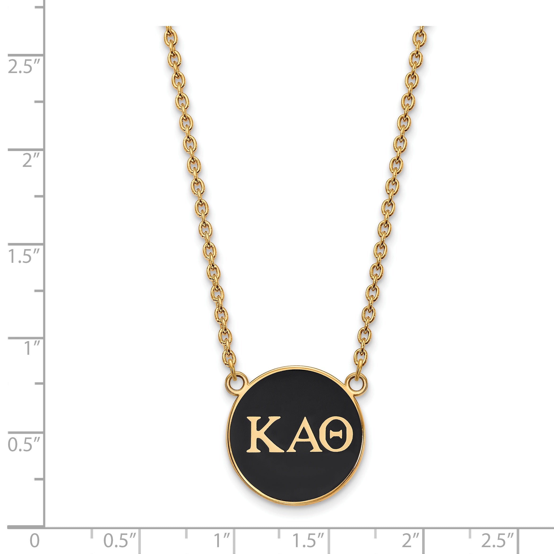 Gold Plated Sterling Silver Logoart Kappa Alpha Theta Sorority Greek Letters Large Color Enamel Pendant 18 Inch Necklace