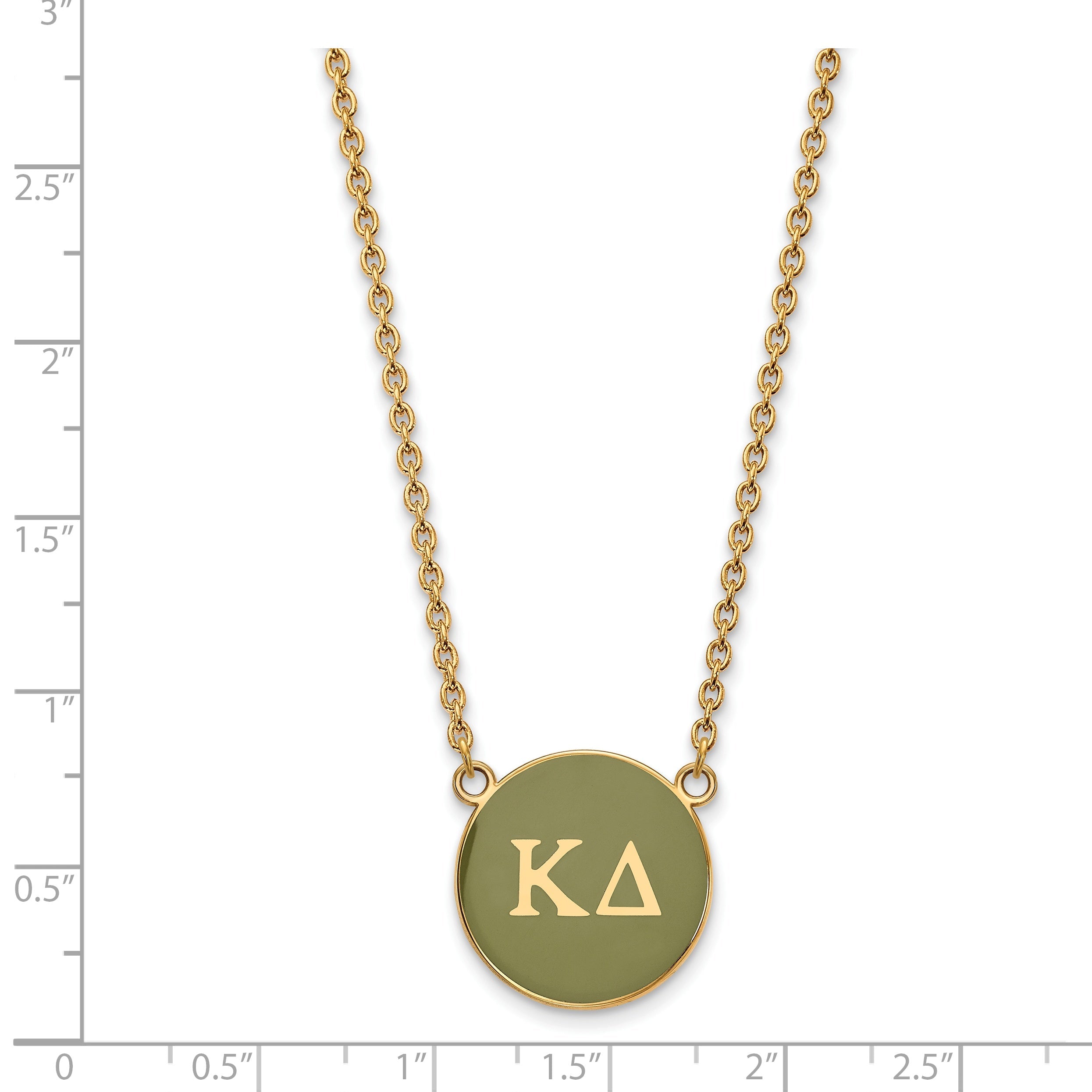 Gold Plated Sterling Silver Logoart Kappa Delta Sorority Greek Letters Large Color Enamel Pendant 18 Inch Necklace