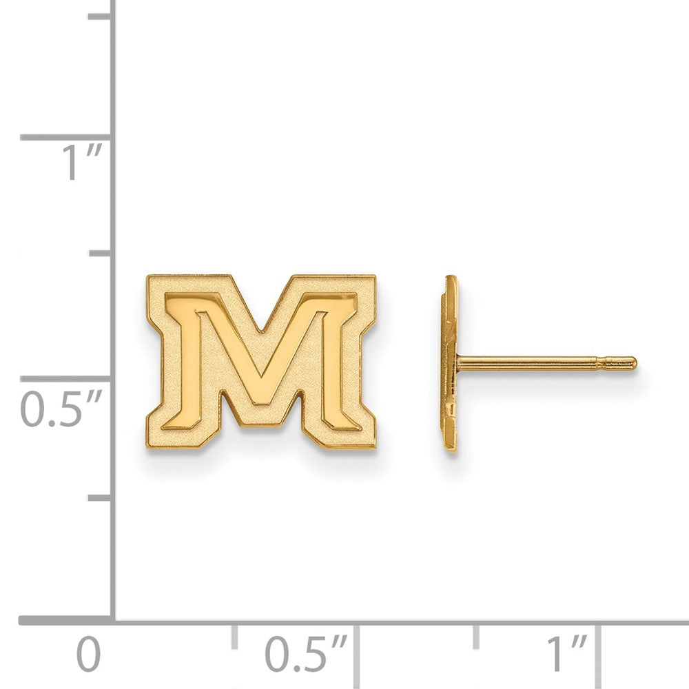 10K Yellow Gold Logoart Montana State University Letter M Extra Small Post Earrings