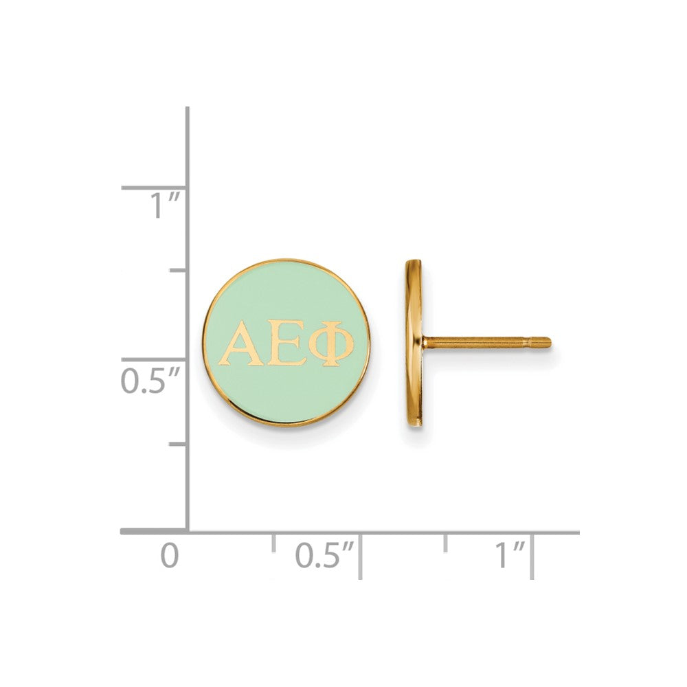 Gold Plated Sterling Silver Logoart Alpha Epsilon Phi Sorority Greek Letters Color Enamel Post Earrings
