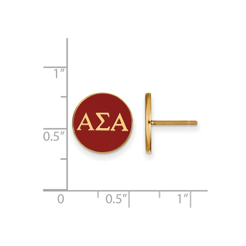 Gold Plated Sterling Silver Logoart Alpha Sigma Sorority Greek Letters Color Enamel Post Earrings