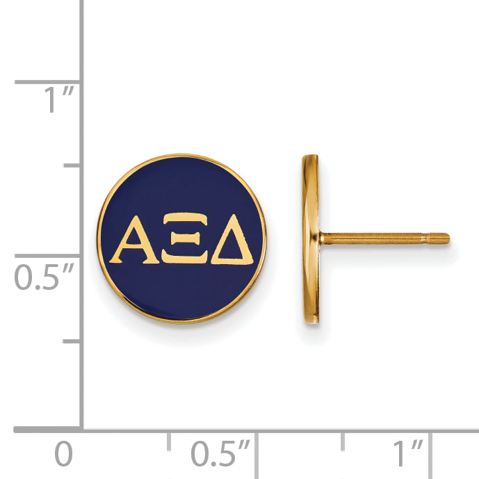 Gold Plated Sterling Silver Logoart Alpha Xi Delta Sorority Greek Letters Color Enamel Post Earrings