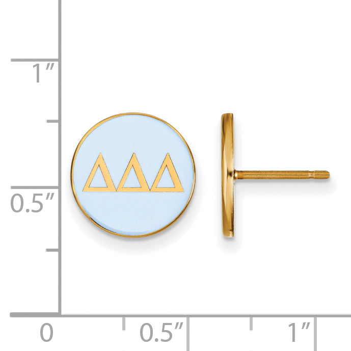 Gold Plated Sterling Silver Logoart Delta Sorority Greek Letters Color Enamel Post Earrings