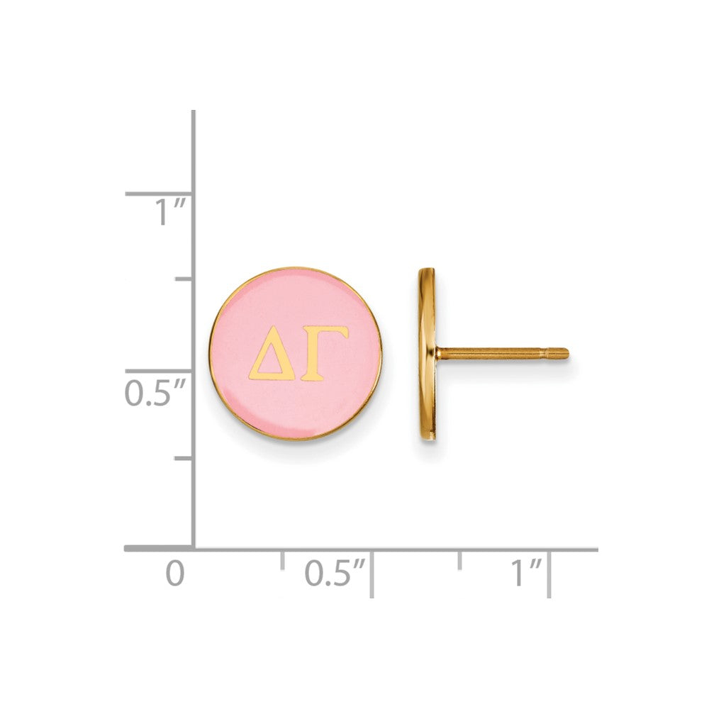 Gold Plated Sterling Silver Logoart Delta Gamma Sorority Greek Letters Color Enamel Post Earrings
