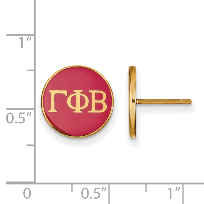 Gold Plated Sterling Silver Logoart Gamma Phi Beta Sorority Greek Letters Color Enamel Post Earrings