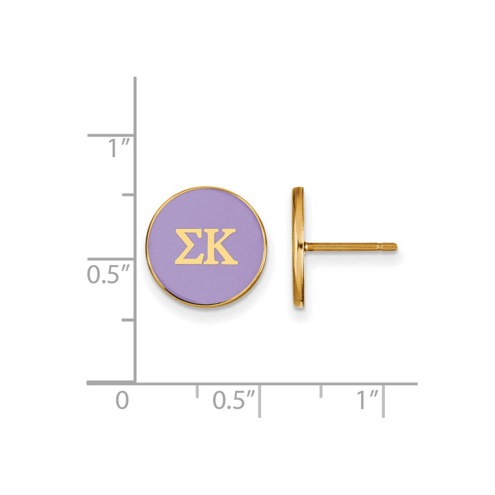 Gold Plated Sterling Silver Logoart Sigma Kappa Sorority Greek Letters Color Enamel Post Earrings