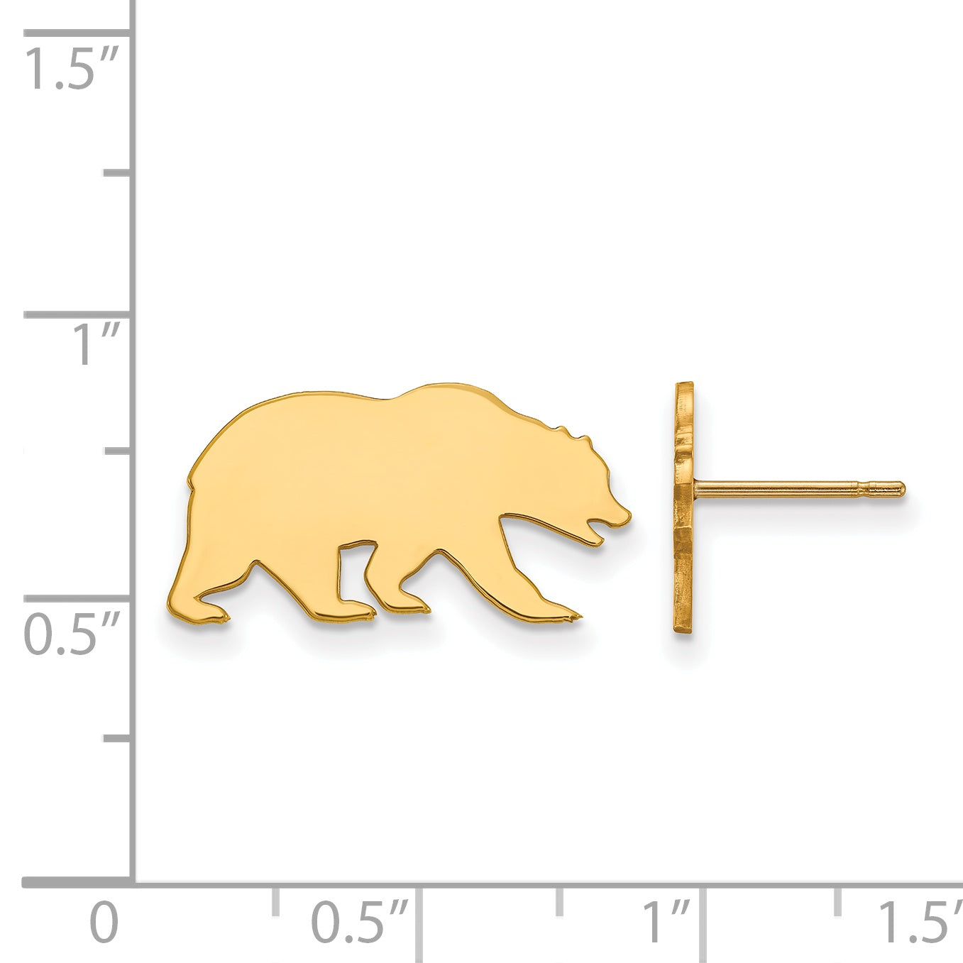 Gold Plated Sterling Silver Logoart University Of California Berkeley Bear Small Post Earrings