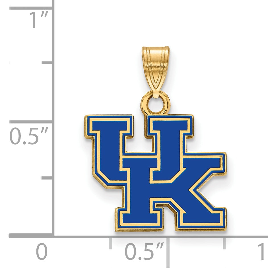 Gold Plated Sterling Silver Logoart University Of Kentucky U K Small Enameled Pendant