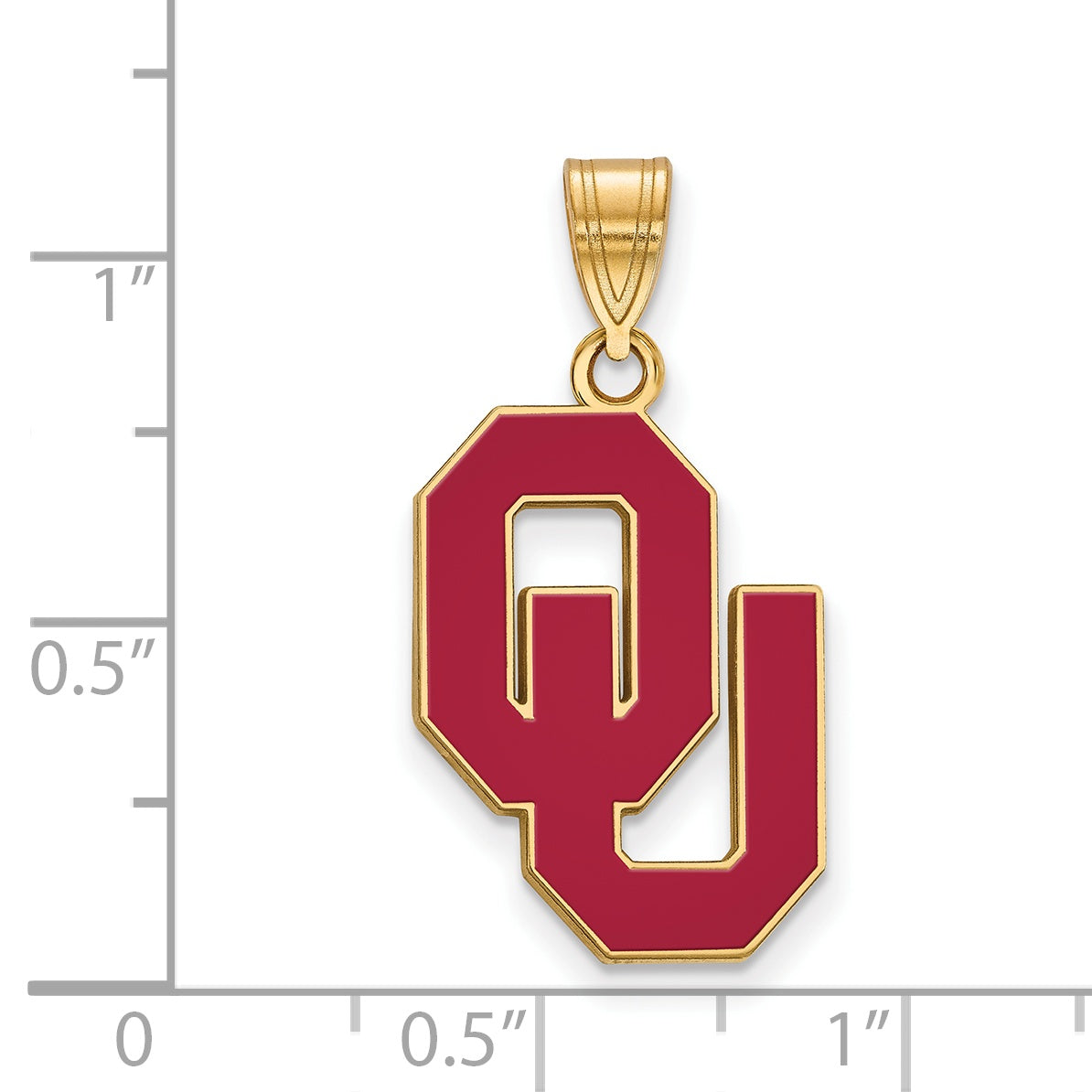 Gold Plated Sterling Silver Logoart University Of Oklahoma O U Large Enameled Pendant
