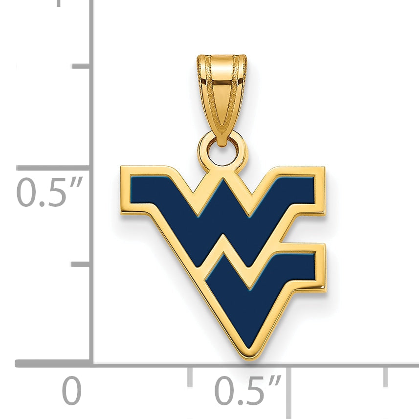 Gold Plated Sterling Silver Logoart West Virginia University W V Small Enameled Pendant