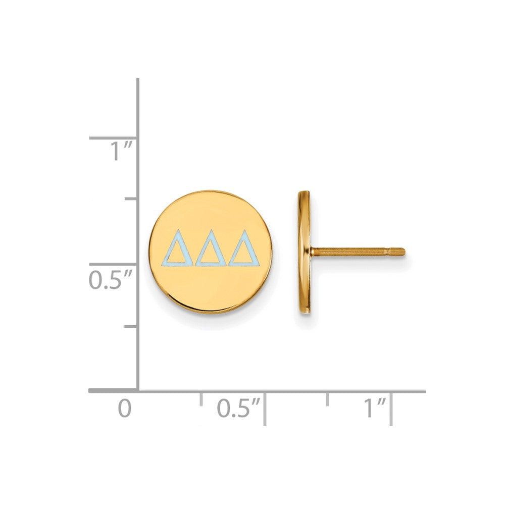 Gold Plated Sterling Silver Logoart Delta Sorority Greek Letters Color Enamel Post Earrings