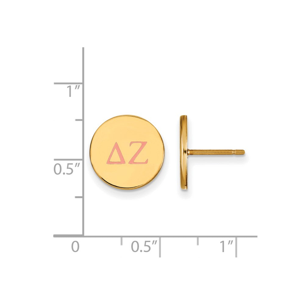Gold Plated Sterling Silver Logoart Delta Zeta Sorority Greek Letters Color Enamel Post Earrings