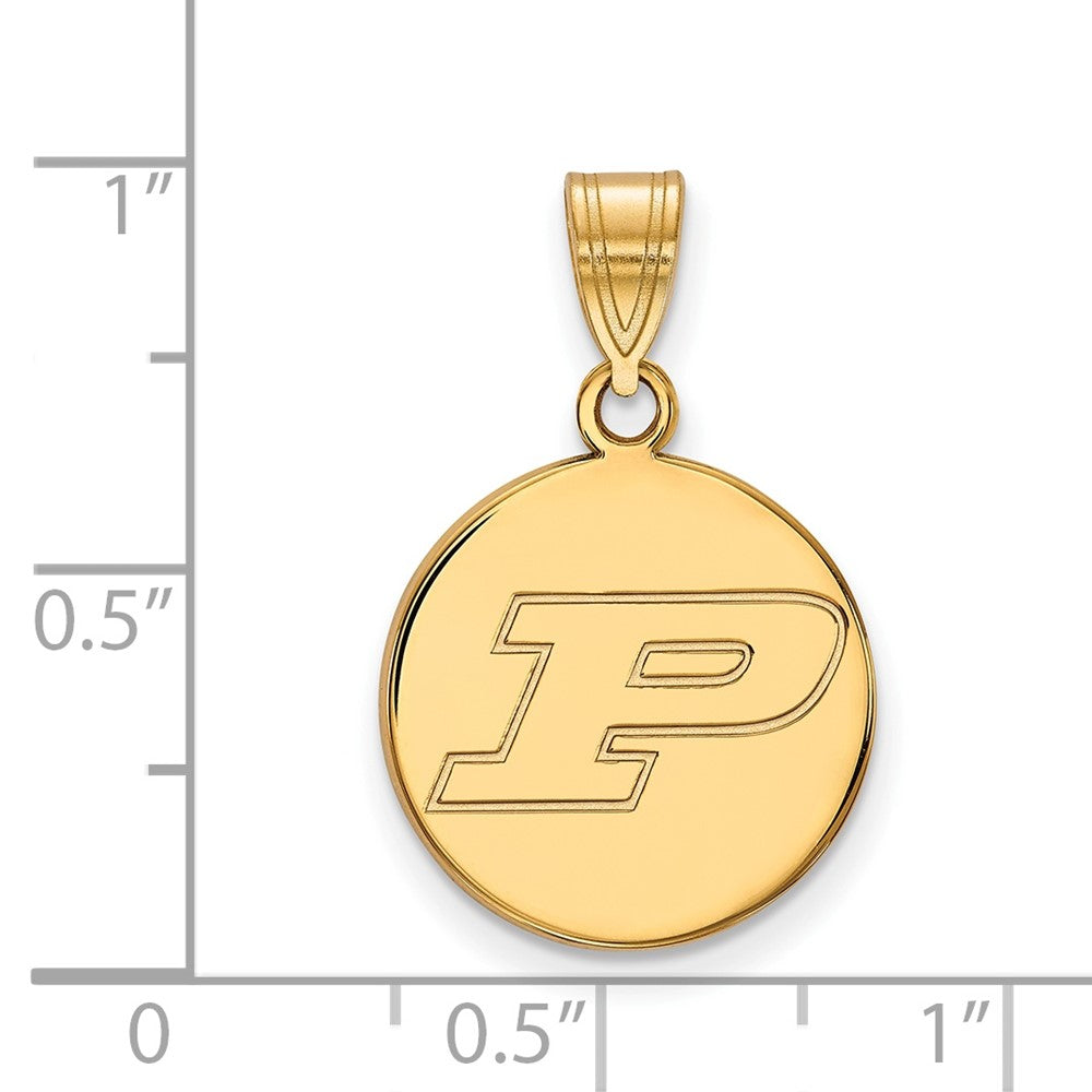 Gold Plated Sterling Silver Logoart Purdue University Letter P Medium Disc Pendant