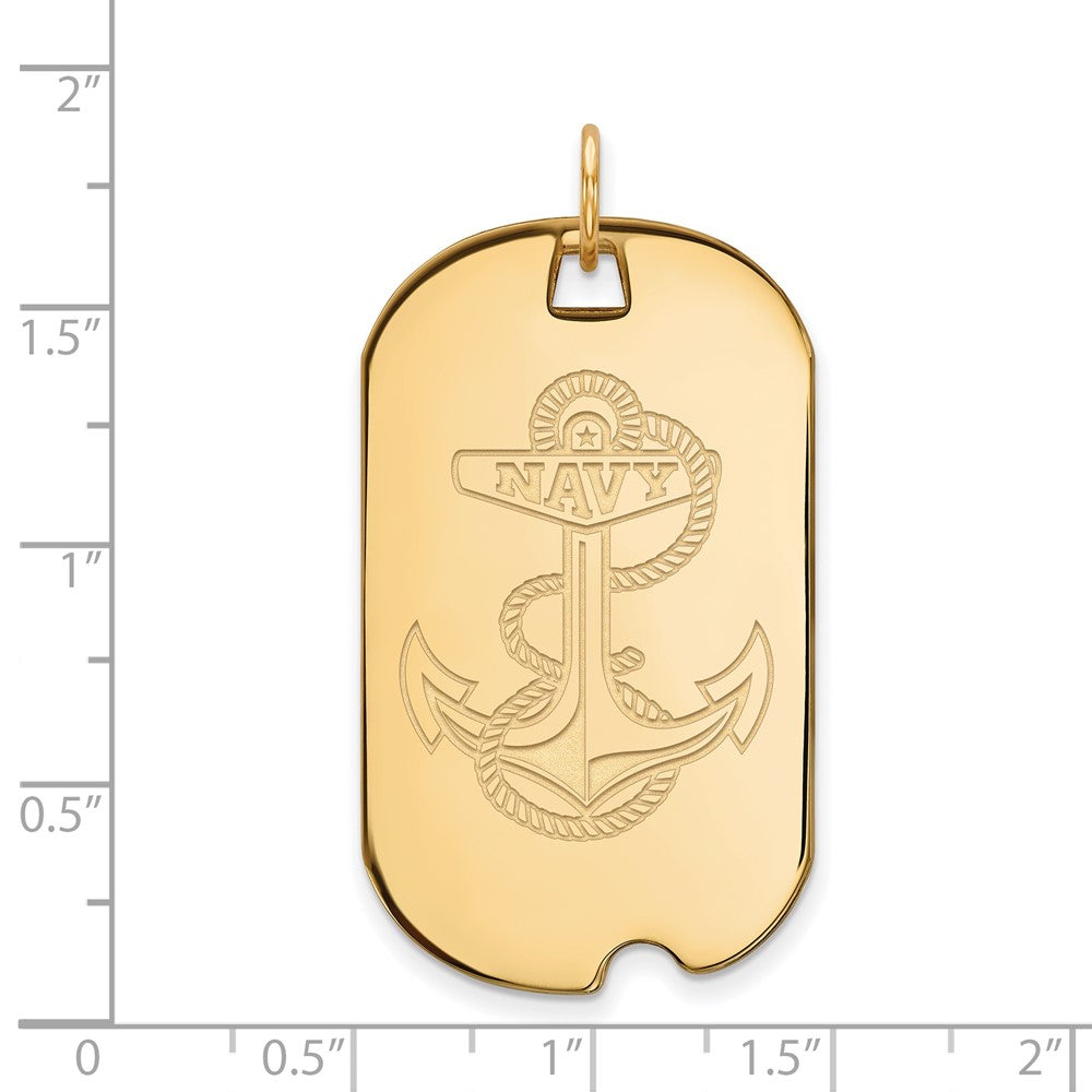 Gold Plated Sterling Silver Logoart Us Naval Academy Anchor Large Dog Tag Pendant