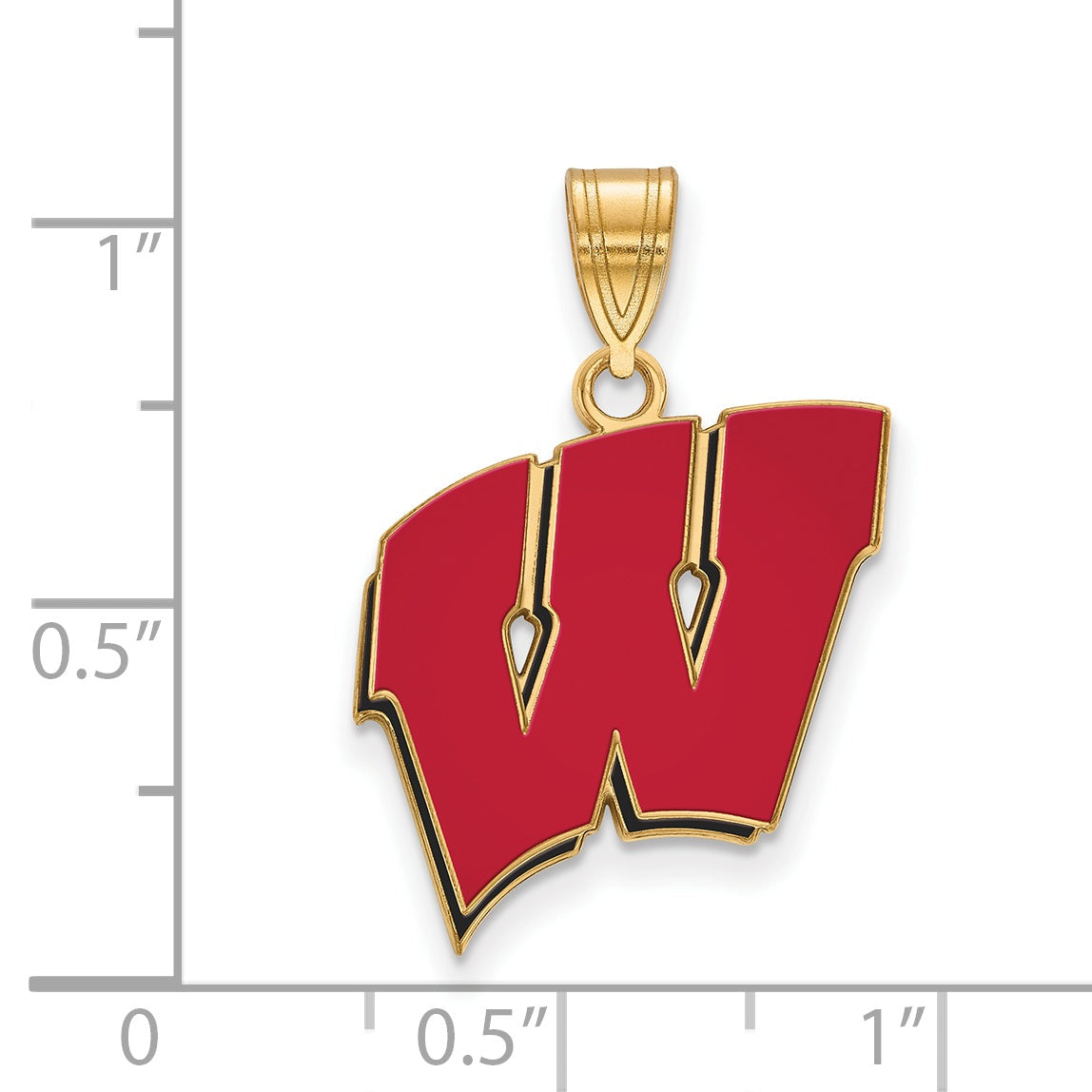Gold Plated Sterling Silver Logoart University Of Wisconsin Letter W Large Enameled Pendant