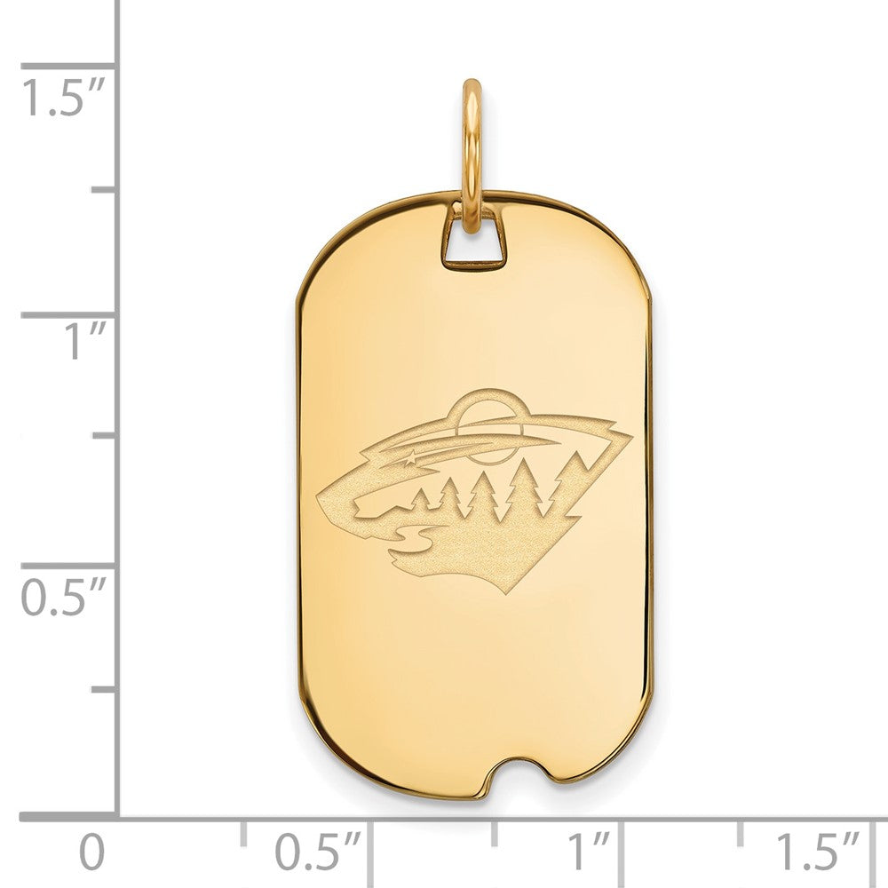 Gold Plated Sterling Silver Nhl Logoart Minnesota Wild Small Dog Tag Pendant