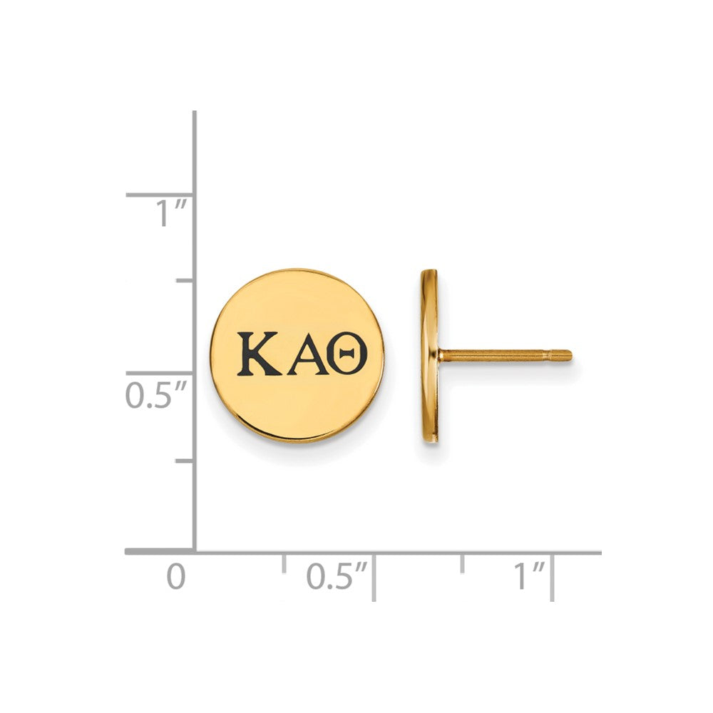 Gold Plated Sterling Silver Logoart Kappa Alpha Theta Sorority Greek Letters Black Enamel Post Earrings