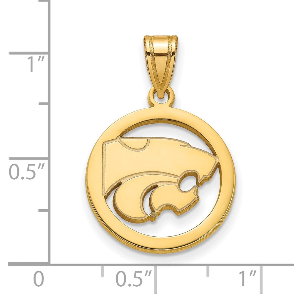 Gold Plated Sterling Silver Logoart Kansas State University Wildcat Medium Circle Pendant